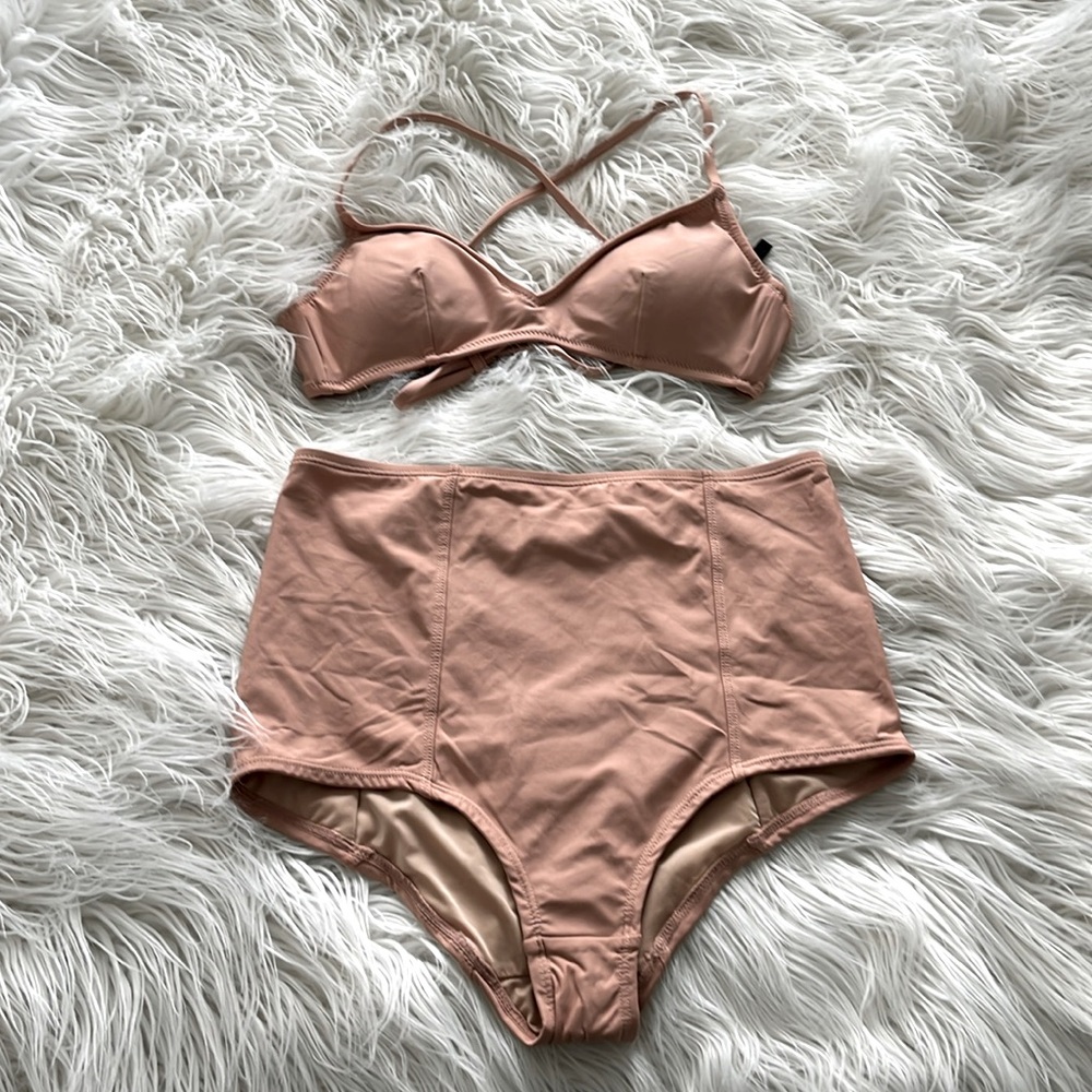 J. Crew Dusty Rose High-Waist Bikini Set